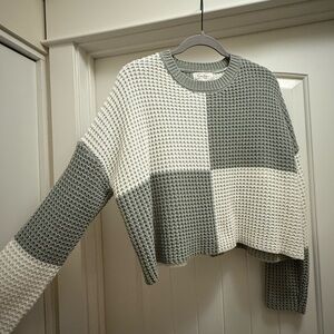 Green and white chunky knit checkered sweater. Jessica Simpson, worn once!!